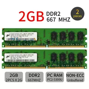 Micron 4GB 2x 2GB PC2-5300U DDR2 667MHz 240Pin 2Rx8 DIMM SDRAM Desktop Memory - Picture 1 of 8