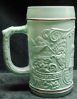 Scarce "Ein Prosit Der Gemutlichkeit' Green Painted Glass Drinking Beer Mug