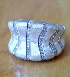Größe 8 Vintage RGI ITALY Sterlingsilber 925 CZ breiter gepflasterter ausgefallener Damenring Band - Bild 1 von 7