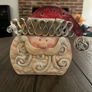 Candelabro de metal para decoración de vacaciones de Navidad con cesta de Papá Noel - Imagen 1 de 19