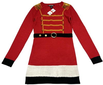 Planet Gold Sweater Dress Womens XS Red Black Nutcracker Holiday Belted M2JD270 - Image 1 of 4