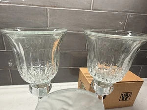 Vintage HOMCO Votivbecherhalter aus Glas mit Diamantmuster 2er-Set Neu in der Box - Bild 1 von 9