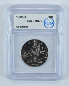 1992-D Columbus Commemorative Half Dollar MS70 ICG *9619 - Picture 1 of 5