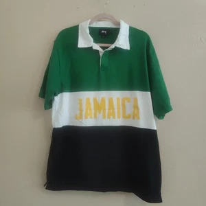 Stussy Rasta Green White Black Ruger Shirt Streetwear Casual Tee Used Size XXL - Picture 1 of 14