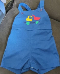 Vintage Health-Tex Blue Overalls, Embroidered Dump Truck One Piece 24 Months - Picture 1 of 4