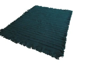 Ethan Allen Vintage Handcrafted Irish Wool Throw Blanket 48x38 Green Fringe GUC - Picture 1 of 15