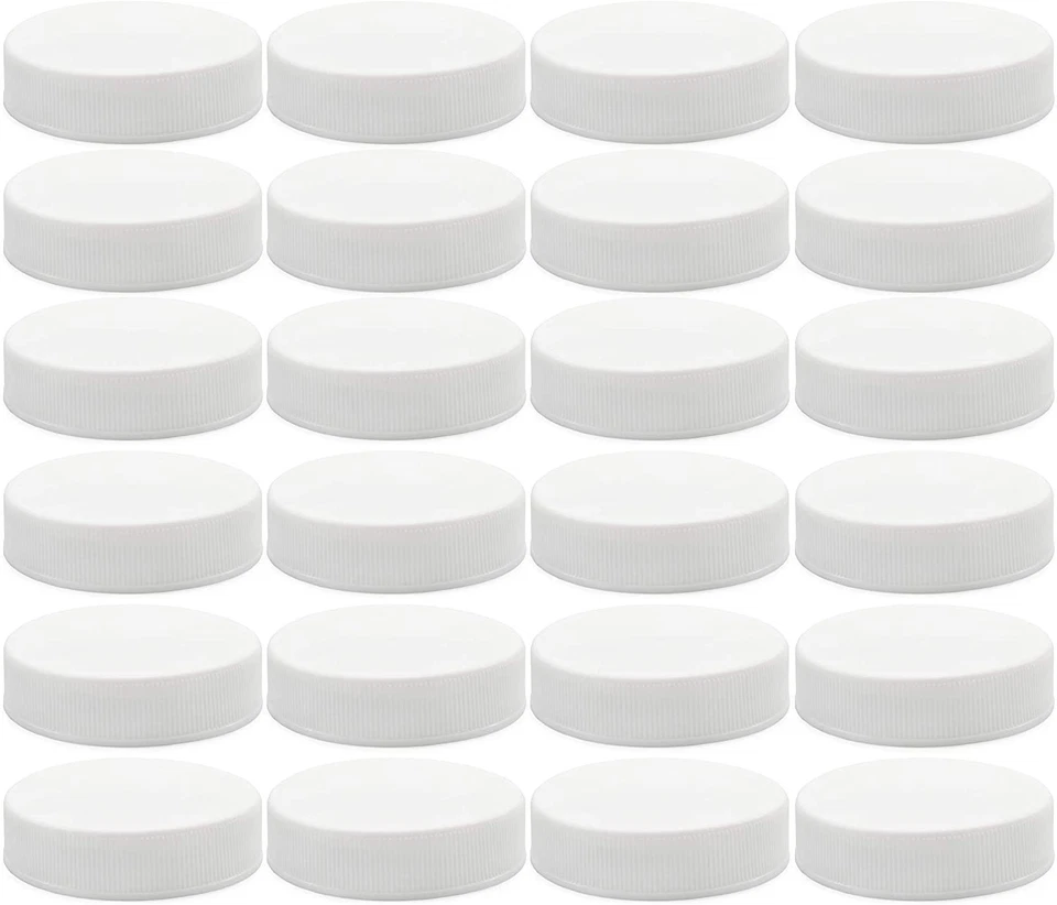 Tapas de tarro estilo albañil forradas con boca regular de plástico blanco 24pk, tamaño 70-450 Foto 1 de 1