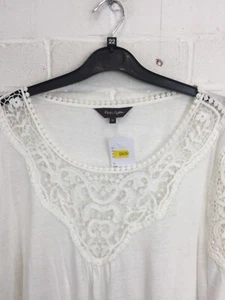 Phase Eight White Long Sleeve Crew Neck Lace Detail Top Size UK 18 #CEG GA-0805 - Picture 1 of 7