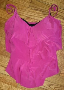 Mujer Correa Ajustable Rosa Capas Tankini Traje De Baño Top Aqua Verde M - Imagen 1 de 8