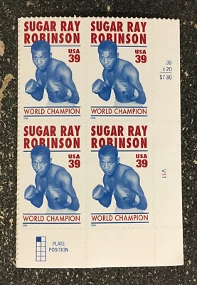2006USA #4020 39c Sugar Ray Robinson - Plate Block of 4 - World Champion Boxer - Image 1 of 2