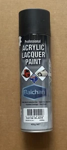 BALCHAN SATIN BLACK ACRYLIC LACQUER SPRAY PAINT 400G - Picture 1 of 1