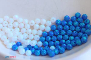 Mezcla redonda de 4 mm azul oscuro blanco ópalo de laboratorio cuentas espaciadoras sueltas fabricación de joyas 12 piezas - Imagen 1 de 8