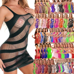 TiaoBug Babydoll Fishnet Dress Bodystocking Bodysuit Lingerie Sleepwear Club - Picture 1 of 332