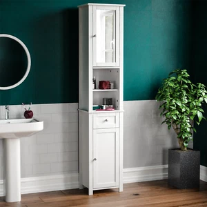 Priano Mirror Cabinet Tall Freestanding Bathroom Mirrored Door Storage Cupboard - Picture 1 of 9