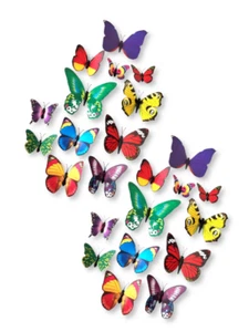 24pcs 3D PVC Butterflies Home Office Wall Decor Magnet Self Adhesive Stickers - Picture 1 of 12