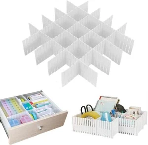 8pcs Adjustable Grid Drawer Dividers DIY Plastic Closet Separator Tidy Organizer - Picture 1 of 5