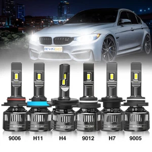 Bevinsee V45 H4 H7 H8 H11 9005 9006 9012 Canbus LED Headlight Bulbs 6000K White - Picture 1 of 15