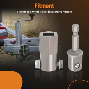 Steel Top Wind Trailer Jack Crank Handle Cordless Drill Adapter  w/ a 1/2 Inch - Picture 1 of 12