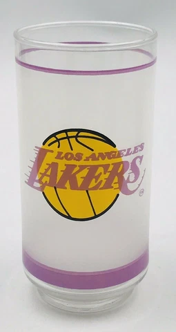 Vintage Los Angeles LA Lakers Smokey Glass 5.75” Tall 1980's Mobile Gas Promo Cover