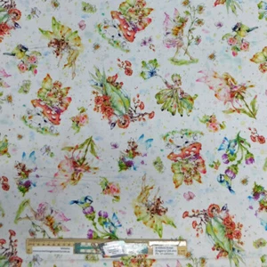 Quilting Patchwork Sewing Fabric Fairy Garden Allover 50x55cm FQ - Picture 1 of 5
