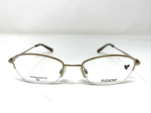 Marco de gafas de media montura de metal dorado FLEXON W3041 710 49-18-135 RP75 - Imagen 1 de 8