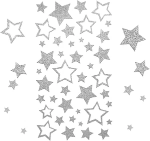 5 Sheets Glitter Silver Star Stickers, Self-Adhesive Assorted Star Labels for Ha - Picture 1 of 6