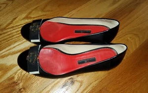 Authentic Black Carolina Herrera Block Heel Shoes with Flat Bow Detail- Size 39 - Picture 1 of 5