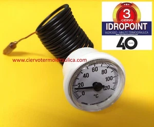 TERMOMETRO BIANCO Ø 37 mm 0-120° C BULBO CAPILLARE mm.1500 CEWAL (34240) - Foto 1 di 4