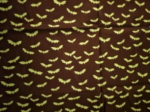 Halloween Cotton Fabric. Neon Bats on Black. Pre-cut at 1 yd - Picture 1 of 1