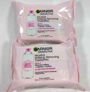 Garnier SkinActive Micellar Makeup Removing Wet Towelettes 2 Pack 25 Ct Ea Pack - Picture 1 of 1