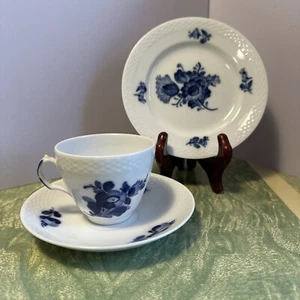 Vtg. Royal Copenhagen Denmark Blue Flowers Braided Cup, Saucer, Plate 10/8261 - Picture 1 of 12