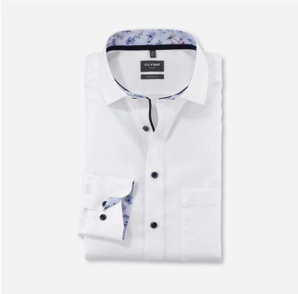 OLYMP® LUXOR Modern Fit Pure Cotton Shirt/White - 18"/46  New 2025 Version - Image 1 of 1