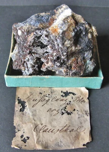 Uralte Stufe Bournonit (Spießglanz-Bleierz) von Clausthal im Harz / Fund um 1840 - Bild 1 von 11