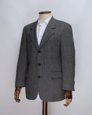 Mens HUGO BOSS ing Loro Piana Vintage Artemis Wool Cashmere Plaid Gray Blazer 48 - Image 1 of 4