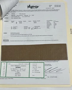 Anthrax Concert Contract 2000 Pittsburgh PA - Picture 1 of 1