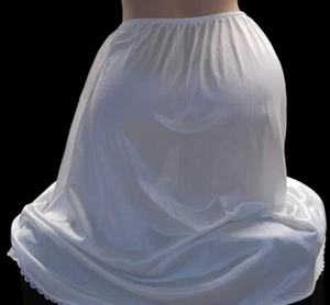 Sears Vintage White Long Satin Silky Antron Nylon Half Slip Womens L - Picture 1 of 5
