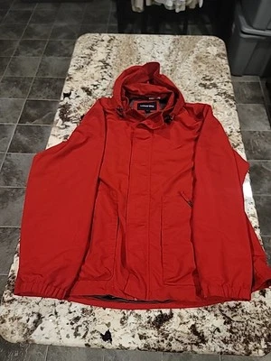 Lands End Red Nylon Parka With Tuckable Hood And Polyester Lining Mens Size XL  - Image 1 of 4