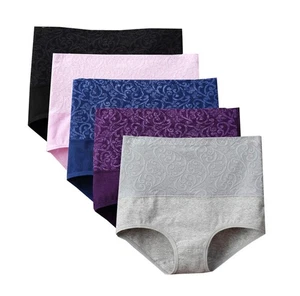 Lashapear Mujer Cintura Alta Ropa Interior Color Sólido Control Abdomen Algodón Calzoncillo... - Imagen 1 de 5