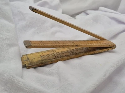 Antique 2ft/61cm Folding Wooden Ruler Boxwood Rabone Made In England Vintage - Image 1 of 4