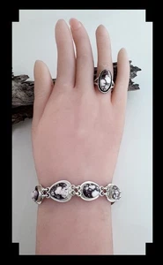 Handgefertigtes Sterling und Wildpferd Magnesit Gliederarmband - Bild 1 von 6