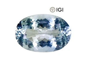 7.02cts igi certified bluish green natural aquamarine oval cut loose gemstones , - Picture 1 of 6