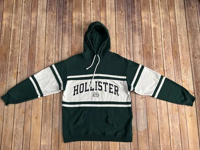Sudadera con Capucha Hollister Verde Blanco Rayas Para Mujer Talla XS De Gran Tamaño Foto 1 de 4