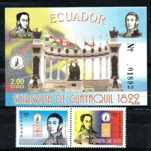 ECUADOR SAN MARTIN - BOLIVAR Mi # 2825/6 + Bl 181 MNH VF - Picture 1 of 1