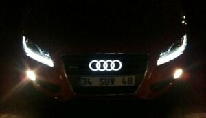 Car LED Grille Logo Emblem Illuminated Lights For Audi Q3 Q5 Q7 A6 A7 28.8X9.9CM