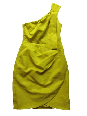Matthew Williamson For Impulse Yellow Ruched One Shoulder Sheath Dress 4 - Image 1 of 4
