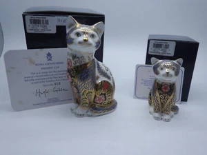 ROYAL CROWN DERBY LTD ED PETER JONES FIRESIDE CAT & KITTEN P'WEIGHTS SIGNED - Picture 1 of 7