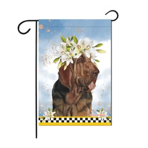 Bloodhound Blumen Garten Flagge doppelseitig 12 x 17 Zoll - Bild 1 von 1