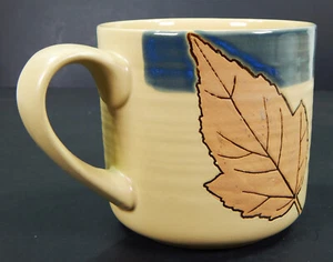 SPECTRUM DESIGNZ CERAMIC COFFEE MUG AUTUMN FALL MARISSA LEAF POTTERY RAISED RING - Picture 1 of 8