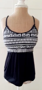 Rainbow Damen schwarz weiß gepolsterter Tankini & Slip Badeanzug Gr. 12 neu - Bild 1 von 8