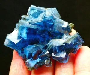 74,2g natürliches "schwimmendes" blaues Phantom kubisches Fluorit Mineral Präparat/Yogangxian - Bild 1 von 10